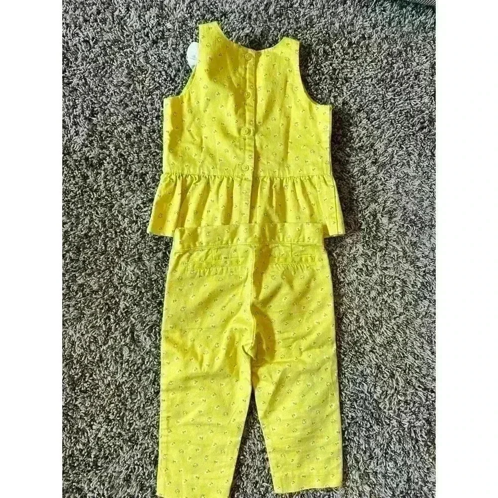 Girls 2T Janie and Jack BRIGHT BLOOMS YELLOW Trousers & Corsage Top 2pc SET